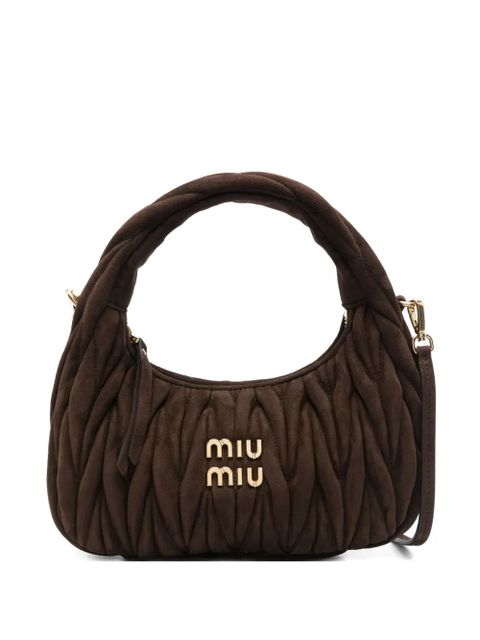 Miu Miu Wander matelassé suede tote bag - Brown - zdjęcie produktu nr 1