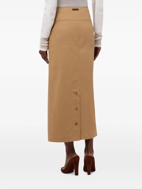 Moschino lace-up slit-detail cotton midi gabardine skirt - Neutrals