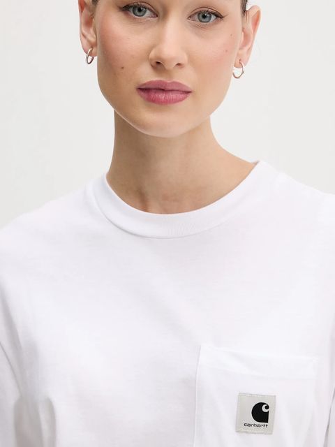 Carhartt WIP longsleeve bawełniany kolor biały