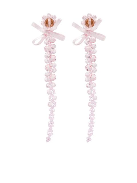 Simone Rocha crystal-beaded bow earrings - Pink - zdjęcie produktu nr 1