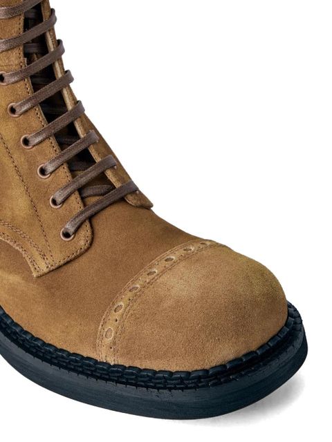 Miu Miu embossed sole lace-up boots - Brown