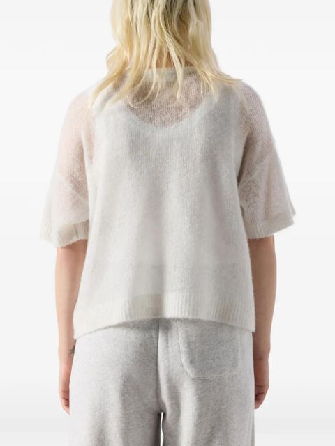 American Vintage Bodyrow short-sleeved V-neck knitted wool shirt - Neutrals