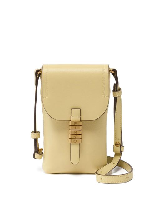 PINKO antique-gold logo leather crossbody bag - Yellow
