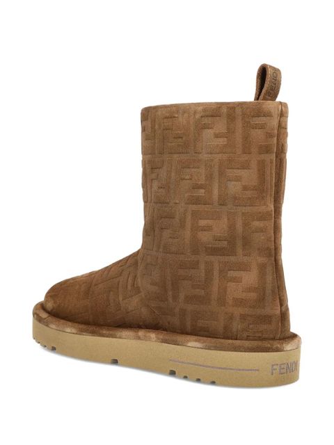 FENDI FF-logo padded boots - Brown