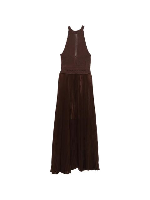 TWINSET crochet pleated maxi dress - Brown - zdjęcie produktu nr 1