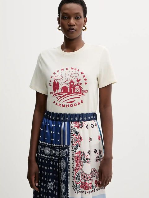 Weekend Max Mara t-shirt bawełniany CLOWN damski kolor beżowy 2525976012600