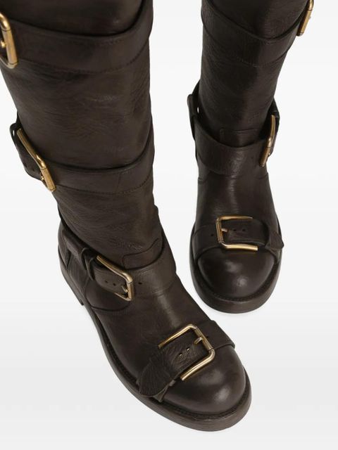 Dolce & Gabbana buckle-strap boots - Brown
