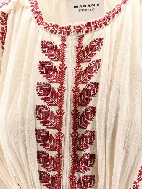 MARANT ÉTOILE embroidered tie waist dress - Neutrals