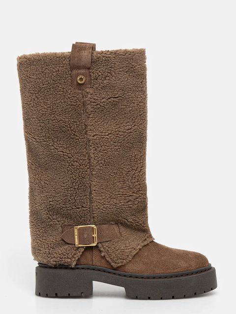 Steve Madden kozaki Godiva damskie kolor beżowy na płaskim obcasie 11003413