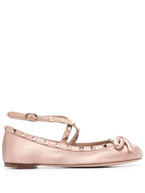 Valentino Garavani Rockstud satin ballet flats - Pink