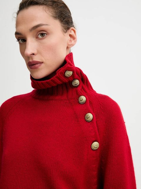 ZADIG&VOLTAIRE sweter kaszmirowy damski kolor czerwony ciepły z golfem KWSW02793