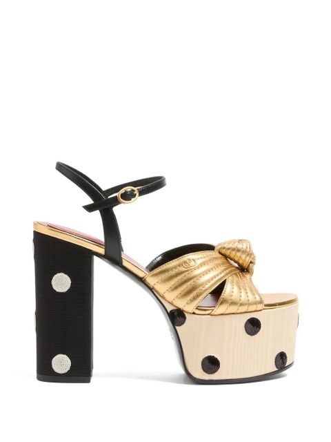 Valentino Garavani knot-detail heeled sandals - Gold - zdjęcie produktu nr 1