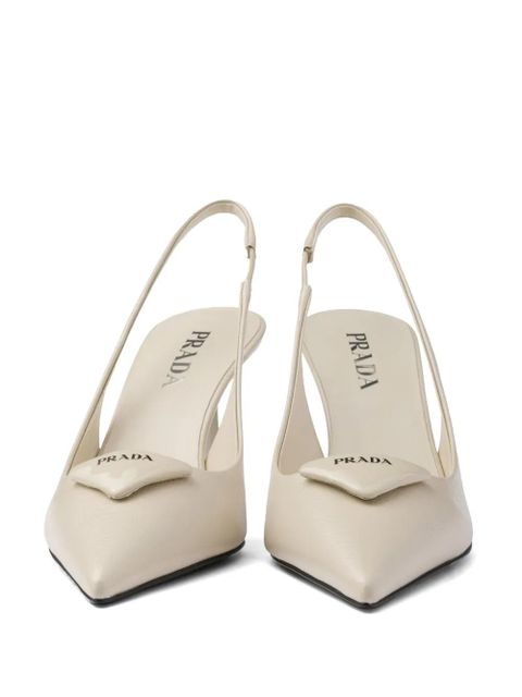 Prada 75mm leather slingback pumps - Neutrals