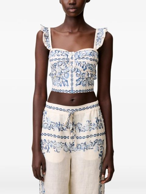 Claudie Pierlot floral-print ruffled top - Neutrals