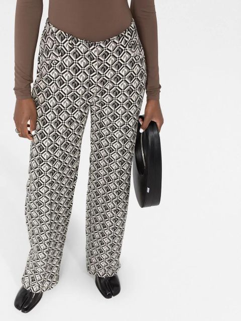 Marine Serre Moon Diamant-print tailored trousers - Black
