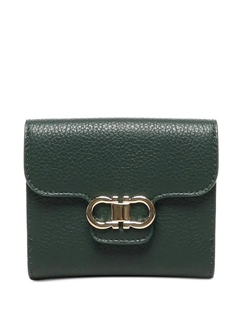 Ferragamo Gancini-plaque calfskin wallet - Green