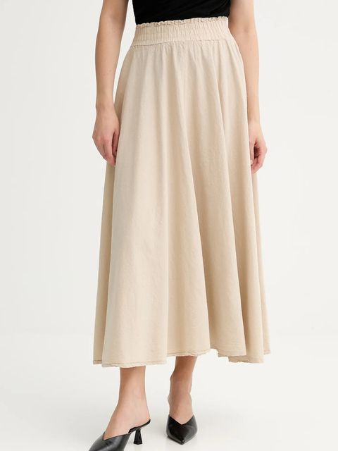 Answear Lab spódnica bawełniana kolor beżowy maxi rozkloszowana - zdjęcie produktu nr 2