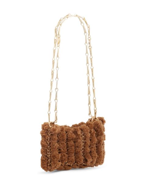 Rabanne 1969 Nano shearling shoulder bag - Brown