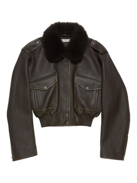 Acne Studios leather bomber jacket - Brown - zdjęcie produktu nr 1