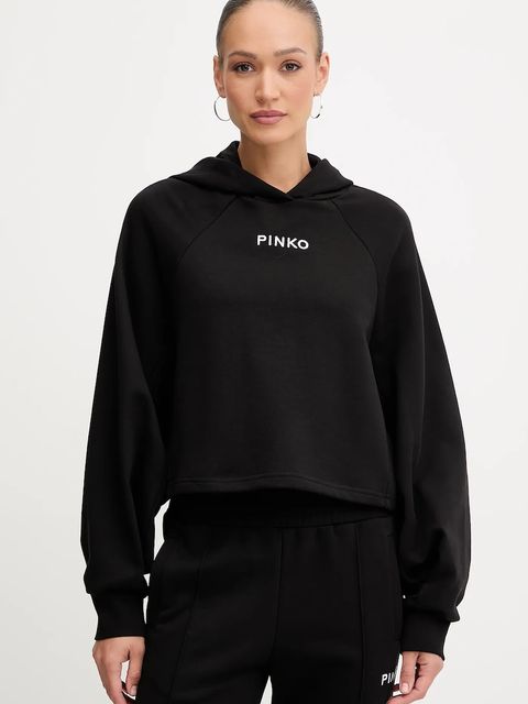 Pinko bluza damska kolor czarny z kapturem z aplikacją 105726 A2UR - zdjęcie produktu nr 1