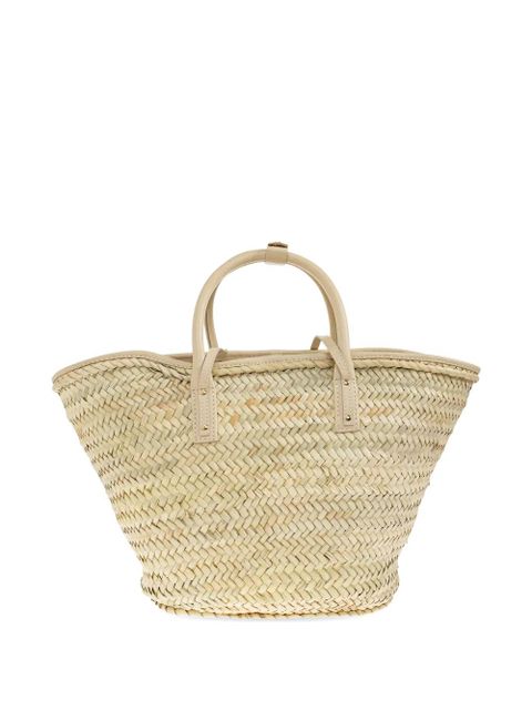 Jacquemus Soli woven-raffia leather-trim tote bag - Neutrals