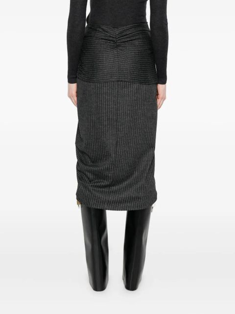 ISABEL MARANT pinstripe belted wrap skirt - Grey
