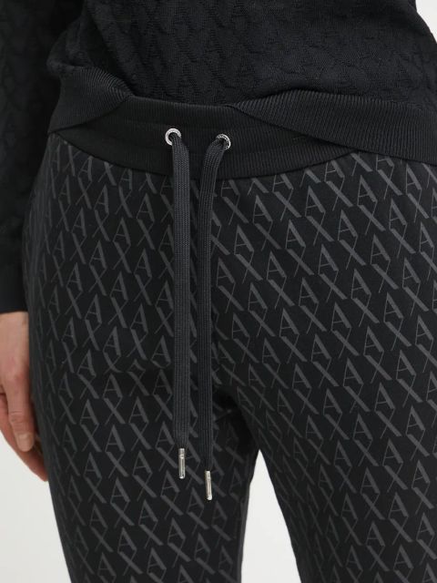 Armani Exchange spodnie dresowe damskie kolor czarny wzorzyste 8NYPLG YJE5Z