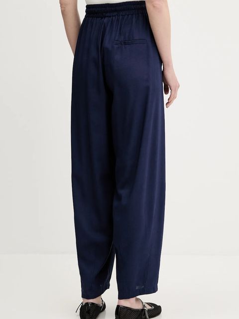 Answear.LAB spodnie z lnem damskie kolor granatowy proste high waist - zdjęcie produktu nr 2