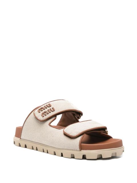 Miu Miu logo-lettering sandals - Neutrals - zdjęcie produktu nr 2