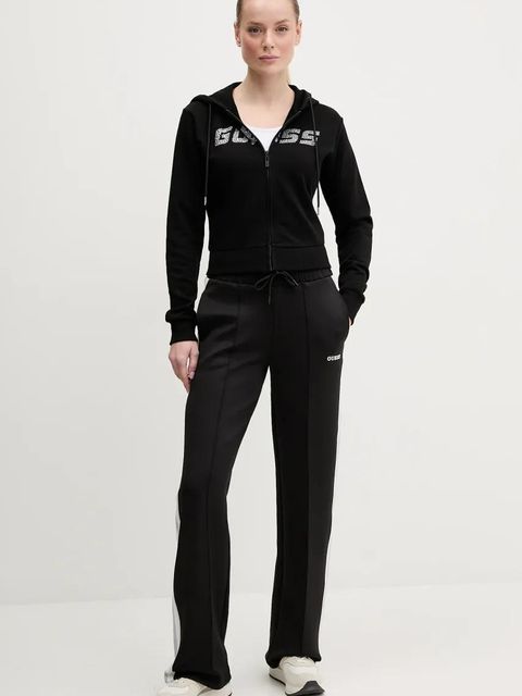 Guess spodnie dresowe YARROW damskie kolor czarny z nadrukiem V5GB12 KCRU2