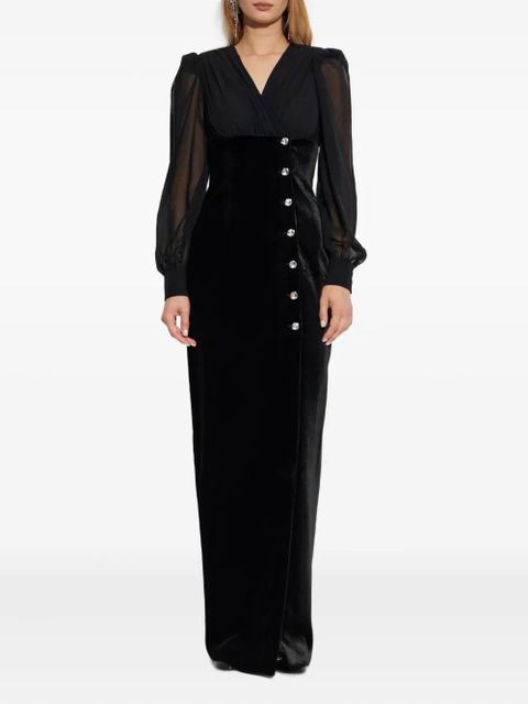 Alessandra Rich jewel-button velvet dress - Black