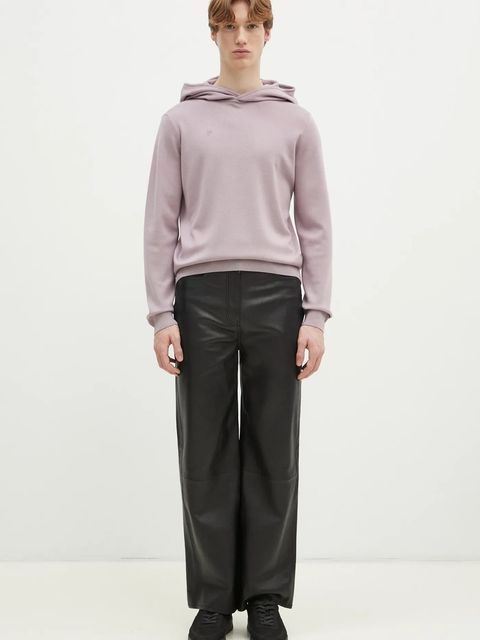 Pangaia bluza wełniana kolor fioletowy z kapturem gładka 10001273