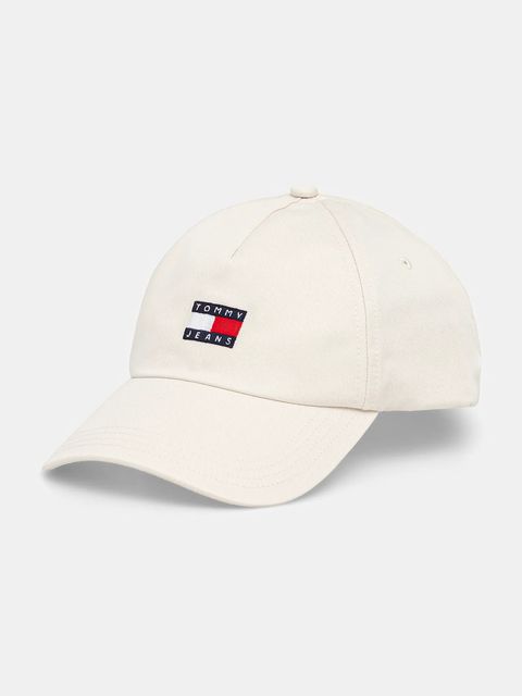 Tommy Jeans czapka z daszkiem bawełniana kolor beżowy z aplikacją AW0AW16991 - zdjęcie produktu nr 1