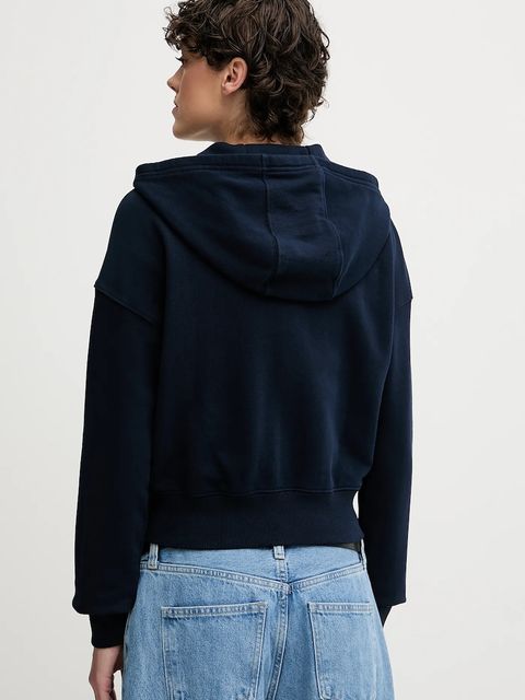Tommy Jeans bluza bawełniana damska kolor granatowy z kapturem z aplikacją DW0DW21147