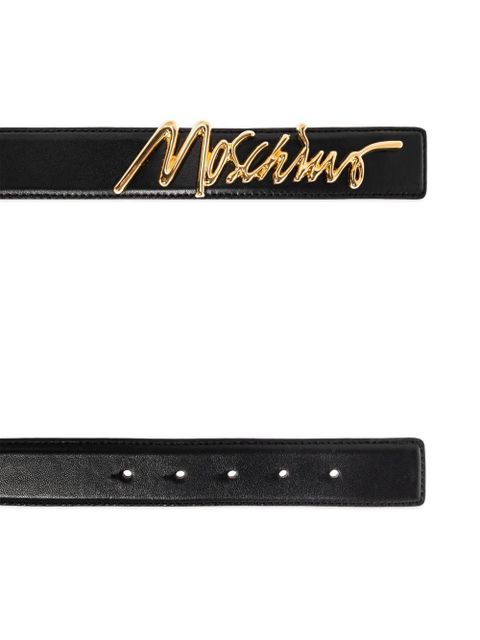 Moschino signature leather belt - Black