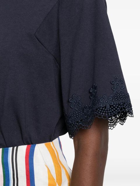 TWINSET lace-trim T-shirt - Blue