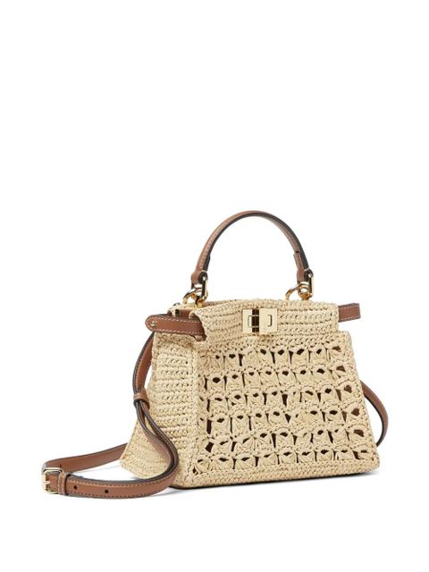 FENDI mini Peekaboo openwork tote bag - Neutrals