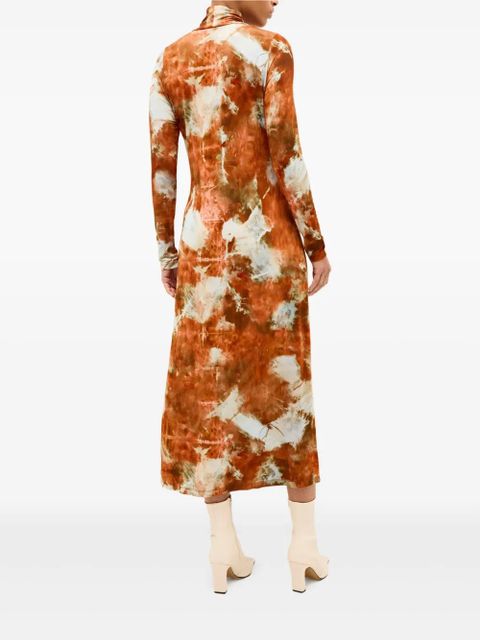 Marie Oliver Paxton tie-dye turtleneck midi dress - Orange