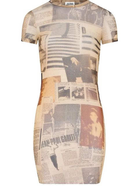 Jean Paul Gaultier newspaper-print mini dress - Neutrals - zdjęcie produktu nr 2