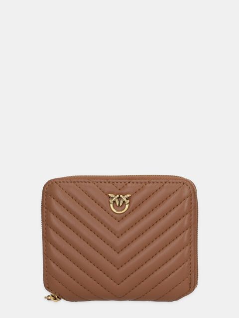 Pinko portfel skórzany damski kolor brązowy - zdjęcie produktu nr 1