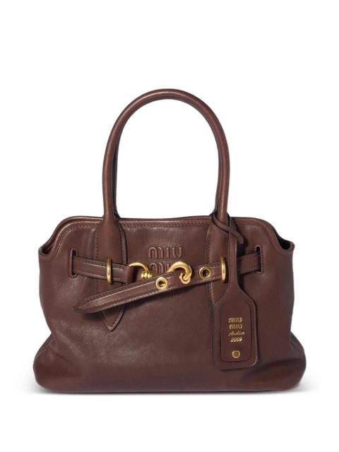 Miu Miu Aventure leather tote bag - Brown - zdjęcie produktu nr 1