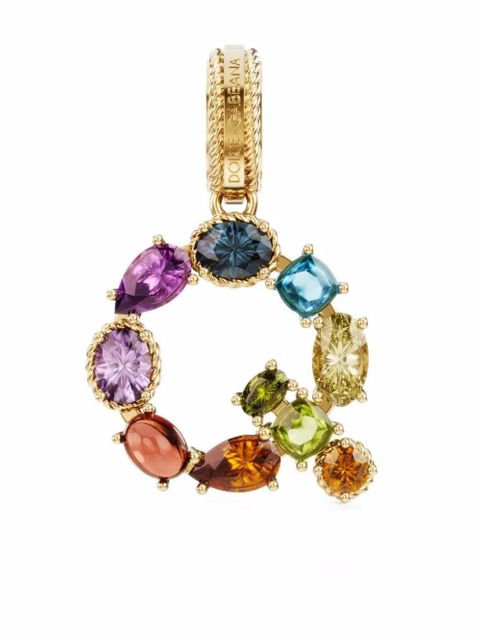 Dolce & Gabbana Rainbow Alphabet 18kt yellow gold multi-stone pendant - zdjęcie produktu nr 1
