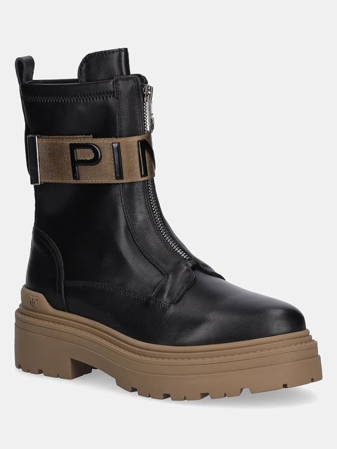 Pinko botki skórzane Mia 13 damskie kolor czarny na platformie SD0219P061Z99 - zdjęcie produktu nr 1