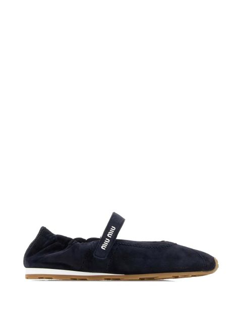 Miu Miu logo-strap ballerina flats - Blue - zdjęcie produktu nr 1
