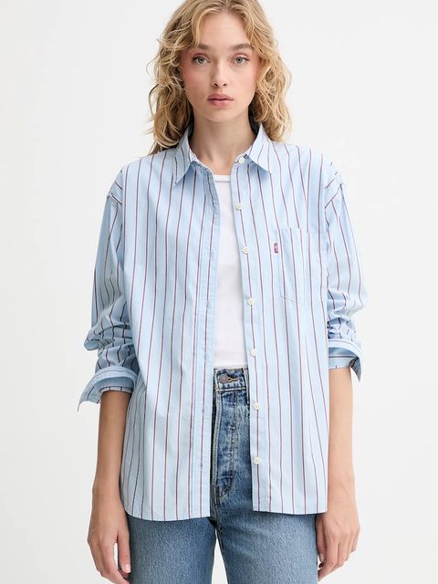 Levi's koszula bawełniana damska kolor niebieski relaxed z kołnierzykiem klasycznym 001HM - zdjęcie produktu nr 1