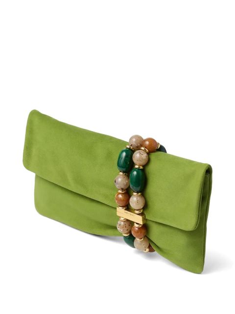 Jimmy Choo Zandra bead-embellished clutch bag - Green