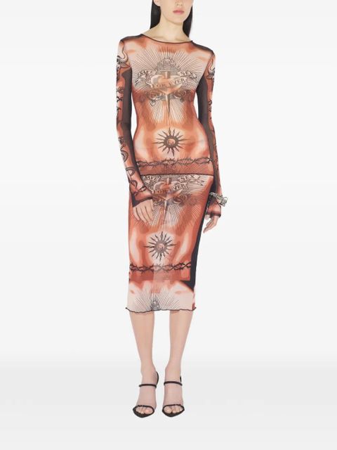 Jean Paul Gaultier long-sleeves tattoo-print top - Neutrals - zdjęcie produktu nr 2