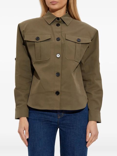 Self-Portrait padded-shoulder shirt - Green