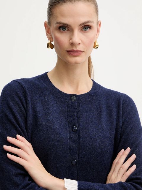 Liu Jo kardigan z dodatkiem wełny damski kolor granatowy lekki MF5122 MA90Q