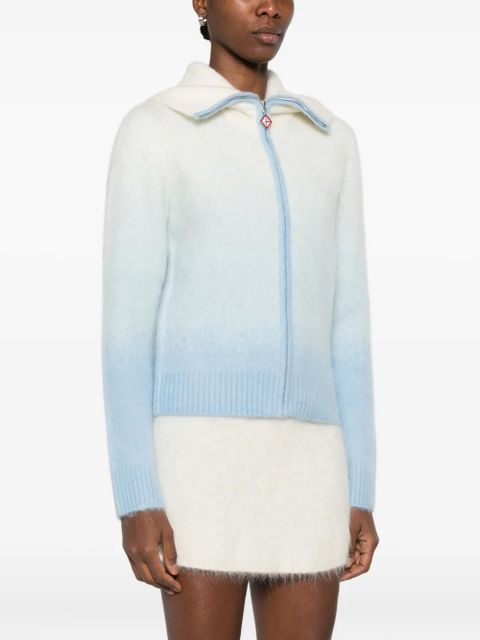 Casablanca zip collared cardigan - White